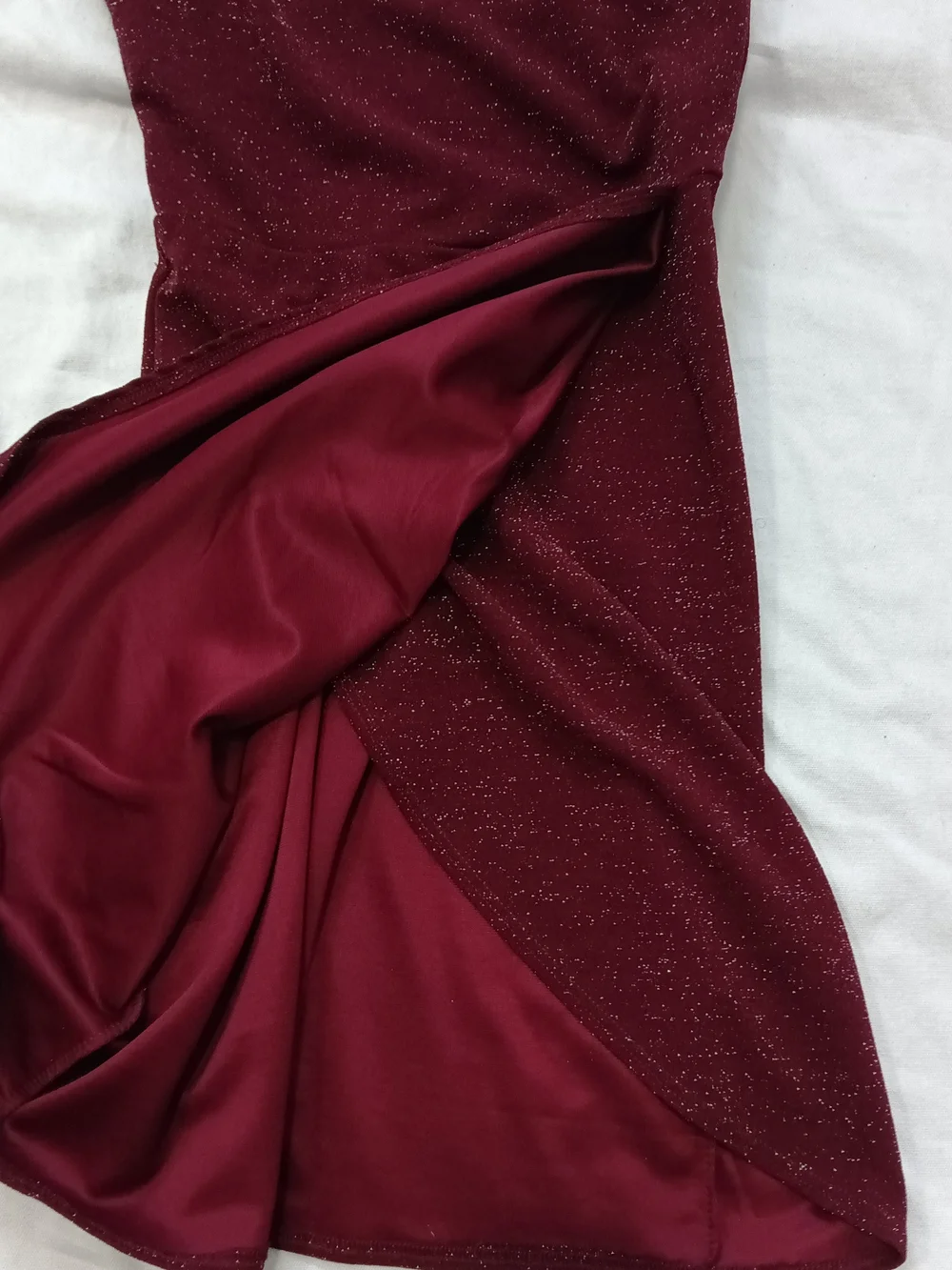 Francesca's Collections Small Sparkling Burgundy Wine Mini Faux Wrap Dress